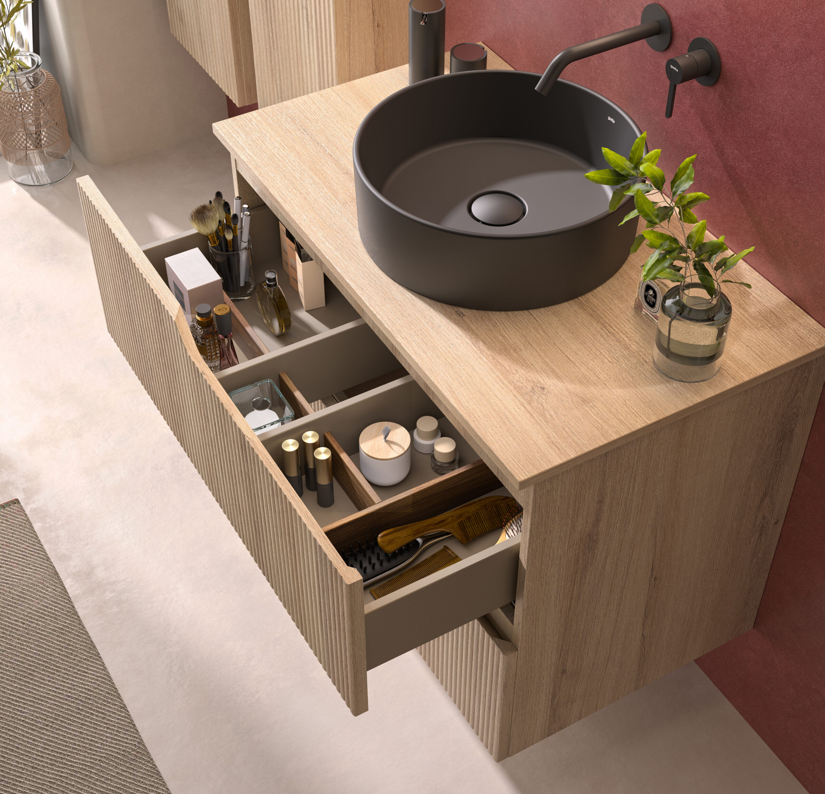 Detail zásuvky s organizérem