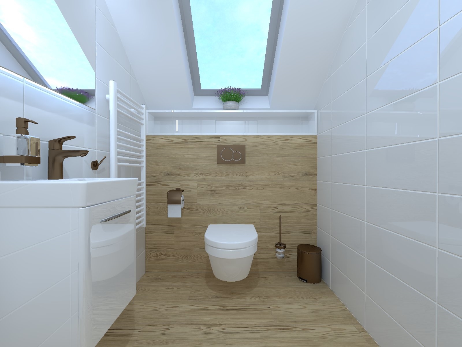 Koupelnové doplňky v provedení zlato/bronz