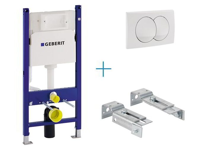 Geberit Duofix Delta - sada pro závěsné WC + souprava pro ukotvení do stěny + tlačítko Delta 20, bílá