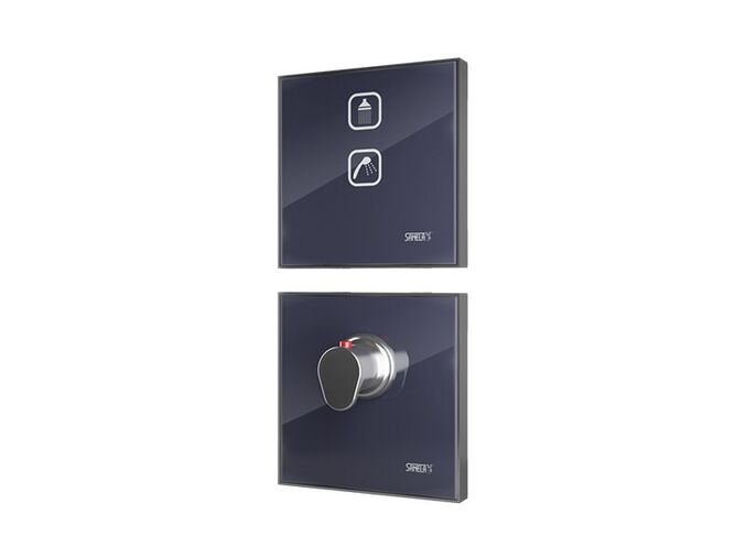 Sanela SLS 32C - Elektronické dotykové ovládání sprchy s termostatickým ventilem, barva skla tmavě šedá REF 7016, podsvícení bílé, 24 V DC