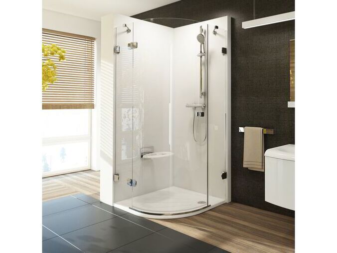 Ravak Brilliant čtvrtkruhový sprchový kout BSKK3, 98,3-99,5x98,3-99,5x195 cm, levý, chrom, dekor transparent
