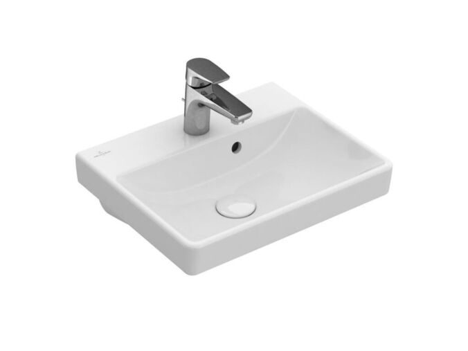 Villeroy & Boch Avento Umývátko 450x370 mm, s přepadem, otvor pro baterii, CeramicPlus, Stone White