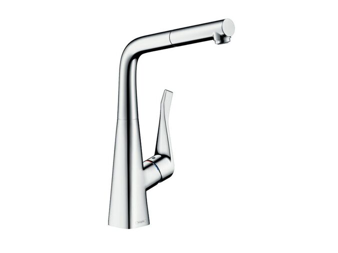 Hansgrohe Metris M71 Dřezová baterie Metris s výsuvnou koncovkou, sBox, EcoSmart, chrom