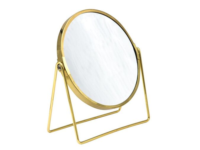Ridder SUMMER kosmetické zrcátko na postavení, Ø 160mm, oboustranné, zlato