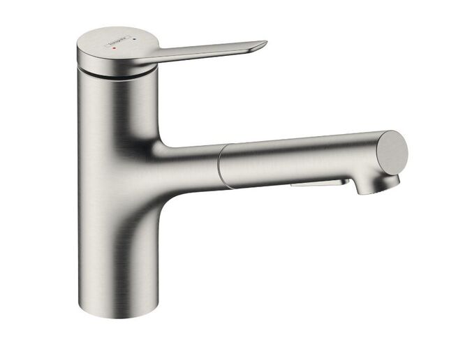 Hansgrohe Zesis M33 Dřezová baterie 150, s výsuvnou sprškou, sBox lite, vzhled nerezu