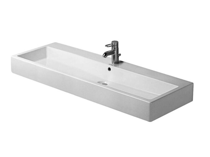 Duravit Vero umyvadlo 120x47 cm, přepad, otvor pro baterii, WonderGliss, bílá