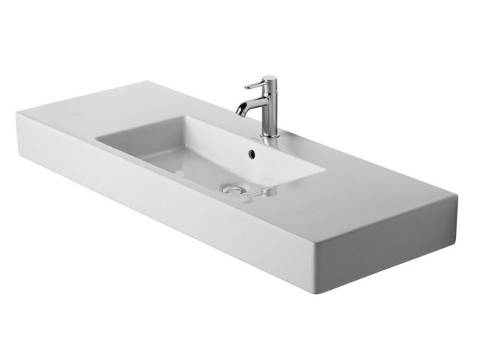 Duravit Vero umyvadlo 125x49 cm, otvor pro baterii, WonderGliss, alpská bílá