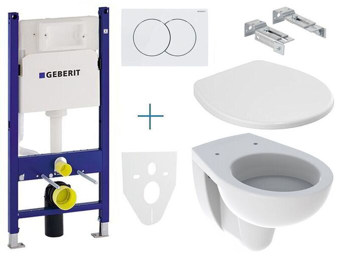 Geberit + Kolo Set předstěnové instalace Duofix Delta + klozet a sedátko se SoftClose Kolo Rekord + tlačítko Delta 01, bílá