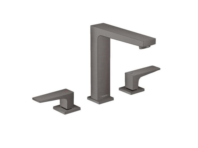 Hansgrohe Metropol Umyvadlová baterie s výpustí Push-Open, 3-otvorová instalace, kartáčovaný černý chrom
