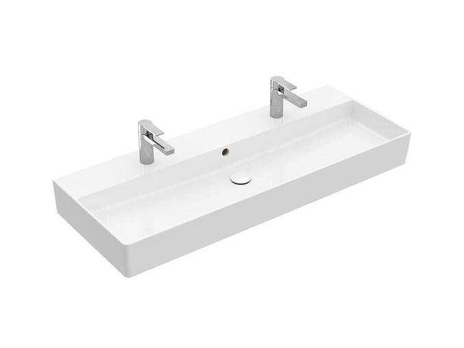 Villeroy & Boch Memento 2.0 Dvojumyvadlo nábytkové 1200x470 mm, s přepadem, 2 otvory pro baterii, alpská bílá