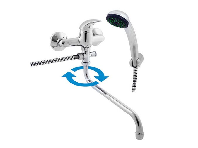 Slezák-RAV CZ Sázava baterie vanová/umyvadlová s kulatým ramínkem, se setem, rozteč 150 mm, chrom