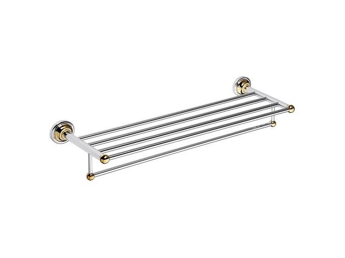 Bemeta RETRO - gold a chrom polička na ručníky s hrazdou, zlato/chrom