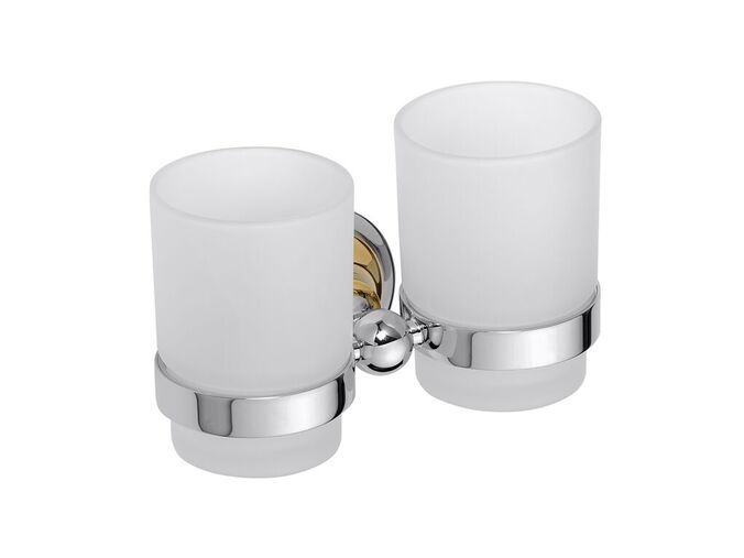 Bemeta RETRO - gold a chrom dvojitý držák kartáčků sklo, zlato/chrom