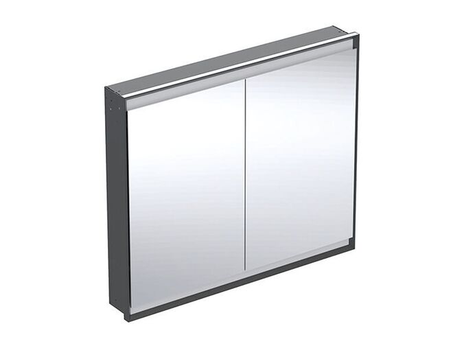 Geberit ONE zrcadlová skříňka pod omítku, ComfortLight, 2x dvířka, 105x90x15 cm, hliník/černá mat