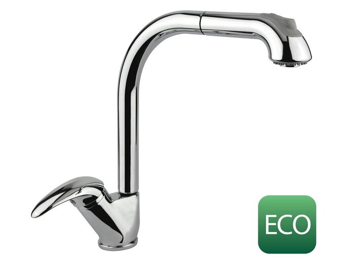 Sapho AXUS stojánková dřezová baterie s výsuvnou sprškou, výška 345 mm, chrom