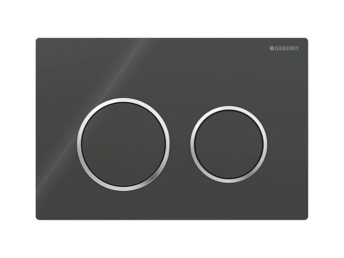 Geberit Omega20 ovládací tlačítko pro 2 možnosti splachování, černá, kroužky chrom lesk