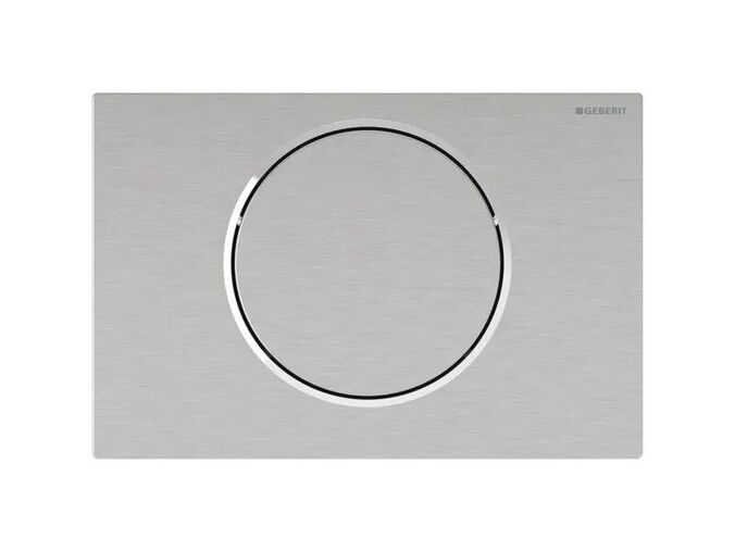 Geberit Sigma10 ovládání WC, elektronické ovládání splachování, napájení ze sítě, 1 množství splachování, ovládací tlačítko Sigma10, pro madlo, manuální, nerez kartáčovaná/lesk