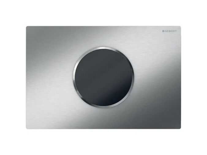 Geberit Sigma10 ovládání WC, elektronické ovládání splachování, napájení z baterie, 2 množství splachování, ovládací tlačítko Sigma10, automatické/bezdotykové, nerez kartáčovaná/lesk