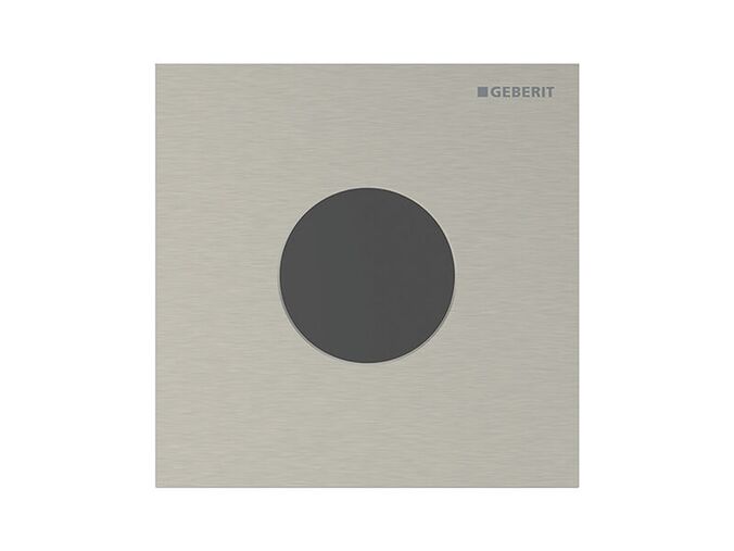 Geberit Typ 40 Round ovládání splachování pisoáru s elektronickým spuštěním splachování, napájení ze sítě, nikl kartáčovaný, easy-to-clean