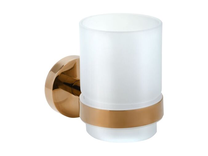 Bemeta Coral držák kartáčků, mléčné sklo, Coffe-Gold lesk
