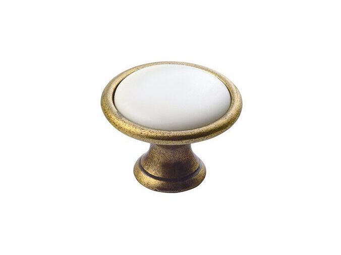 Sapho CROSS kovová úchytka, průměr 30mm, bronz/bílá