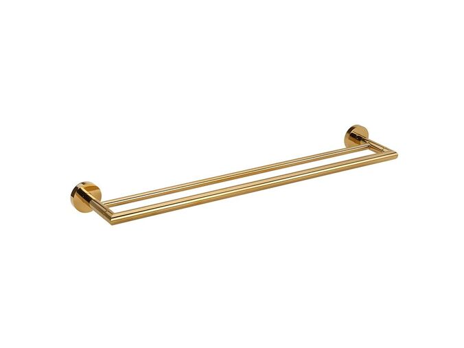 Bemeta Brilo dvojitý držák ručníků 60 cm, zlato lesk