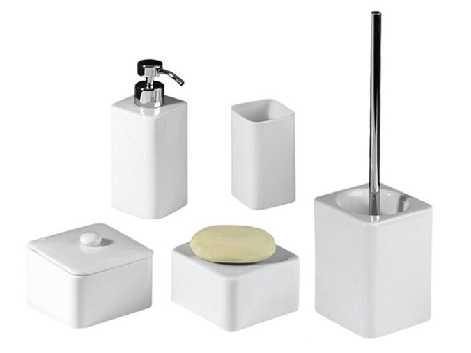 Sapho WC štětka, dávkovač mýdla, mýdlenka, sklenka, dóza, na postavení, keramika/chrom- výprodej vzorku