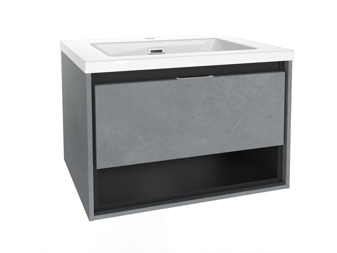 kielle Meara Skříňka s umyvadlem 60 cm, beton/matná černá