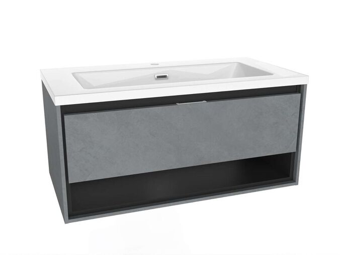 kielle Meara Skříňka s umyvadlem 90 cm, beton/matná černá