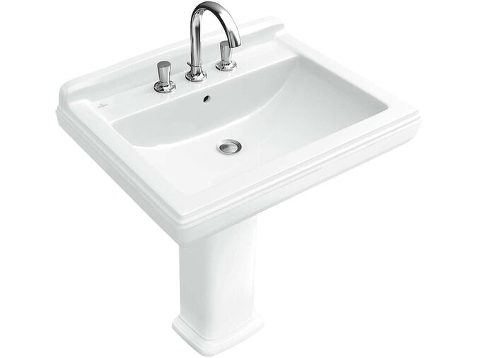 Villeroy & Boch Hommage Umyvadlo 750x580 mm, s přepadem, otvory pro baterii, Ceramicplus, bílá