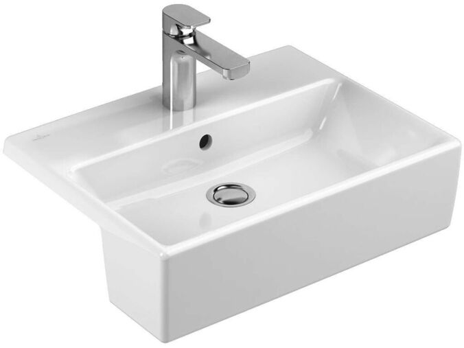 Villeroy & Boch Memento Polozápustné umyvadlo s přepadem, 550 mm x 425 mm, bílé - bezotvorové umyvadlo