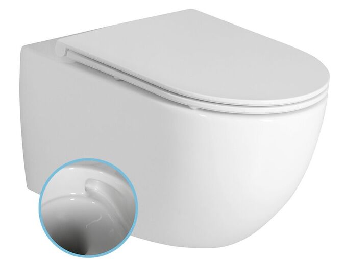 Bruckner FULDA závěsná WC mísa, Vortex Rimless, 36x52,5cm, bílá