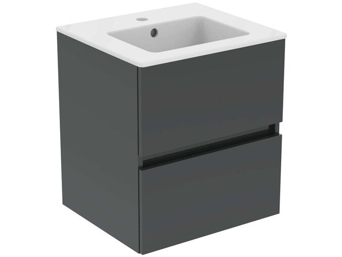 Ideal Standard Eurovit Skříňka s umyvadlem, 55x50x44 cm, 2 zásuvky, lesklá šedá