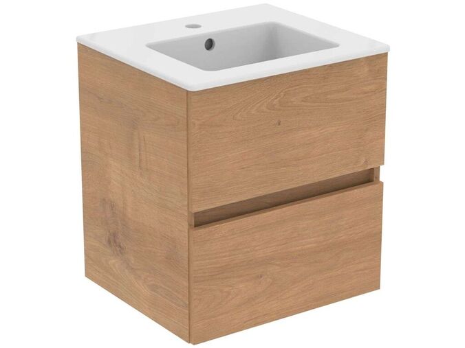 Ideal Standard Eurovit Skříňka s umyvadlem, 55x50x44 cm, 2 zásuvky, přírodní dub