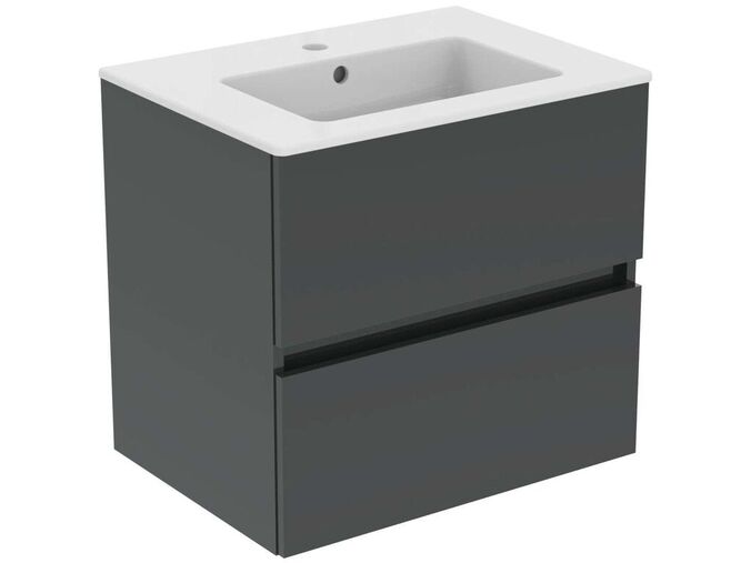 Ideal Standard Eurovit Skříňka s umyvadlem, 55x60x44 cm, 2 zásuvky, lesklá šedá