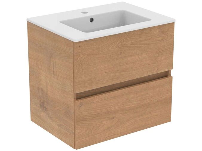 Ideal Standard Eurovit Skříňka s umyvadlem, 55x60x44 cm, 2 zásuvky, přírodní dub