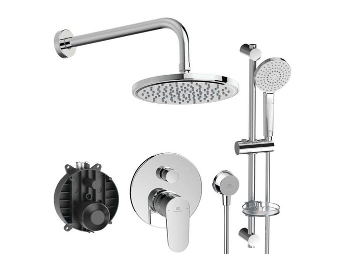 Ideal Standard Cerafine O Sprchový set s baterií pod omítku, s tělesem, 3 proudy, průměr 20 cm, chrom
