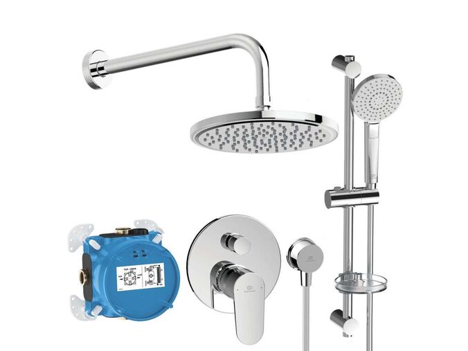 Ideal Standard Cerafine O Sprchový set s baterií pod omítku, s tělesem, 3 proudy, průměr 20 cm, chrom