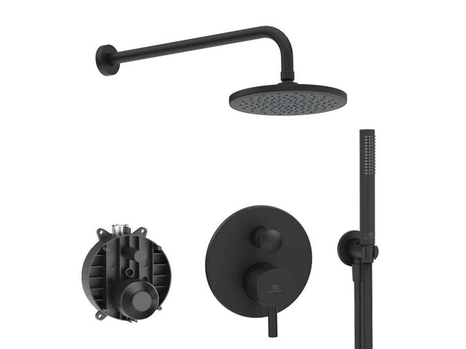 Ideal Standard CeraLine Sprchový set s baterií pod omítku, s tělesem, průměr 20 cm, matná černá