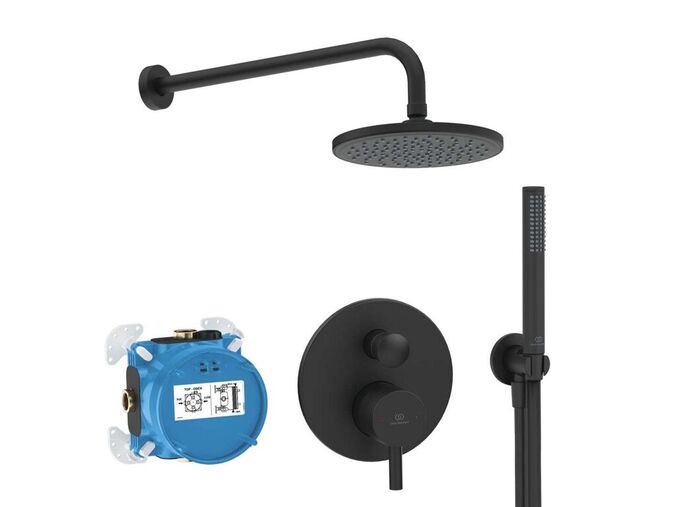 Ideal Standard CeraLine Sprchový set s baterií pod omítku, s tělesem, průměr 20 cm, matná černá