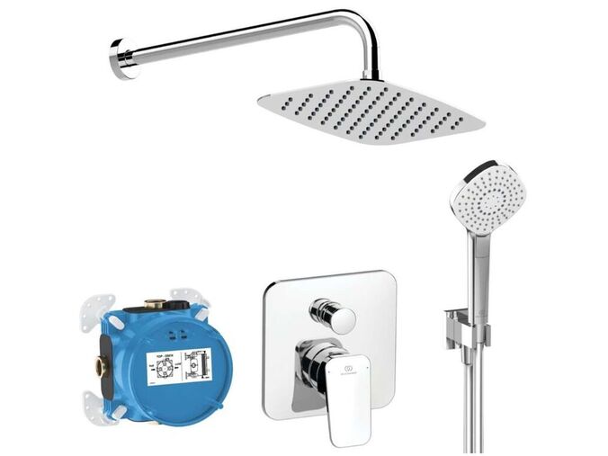 Ideal Standard CeraPlan Sprchový set s baterií pod omítku, s tělesem, 3 proudy, 30x20 cm, chrom