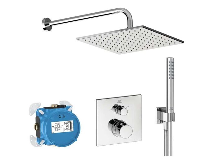 Ideal Standard CeraTherm Sprchový set s termostatem pod omítku, s tělesem, 30x30 cm, chrom