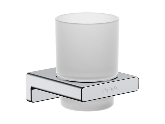 Hansgrohe AddStoris Sklenka na kartáčky a pastu s držákem, matné sklo/chrom