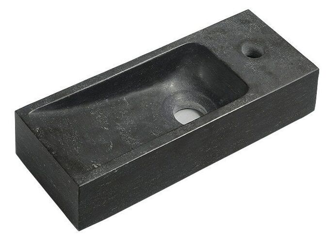 Sapho BLOK kamenné umývátko 38x14cm, baterie vpravo, antracit