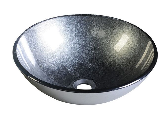 Sapho SKIN skleněné umyvadlo na desku O 42 cm, šedá metalická