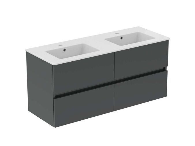 Ideal Standard Eurovit+ Skříňka s dvojumyvadlem, 55x120x44 cm, 4 zásuvky, tmavě šedá