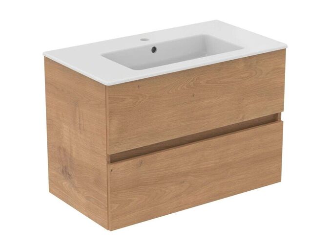 Ideal Standard Eurovit+ Skříňka s umyvadlem, 55x80x44 cm, 2 zásuvky, přírodní dub