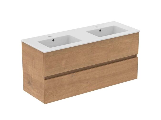 Ideal Standard Eurovit+ Skříňka s dvojumyvadlem, 55x120x44 cm, 2 zásuvky, přírodní dub