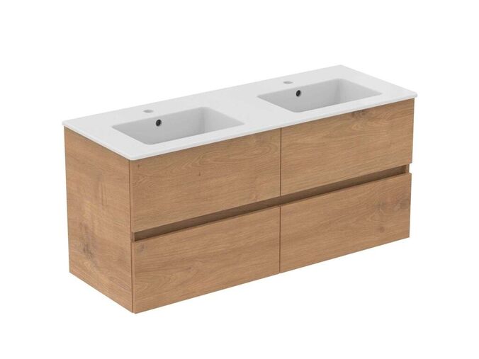 Ideal Standard Eurovit+ Skříňka s dvojumyvadlem, 55x120x44 cm, 4 zásuvky, přírodní dub