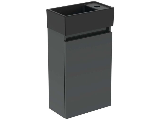 Ideal Standard Eurovit+ Skříňka s umývátkem, 55x35x20 cm, 1 dvířka, tmavě šedá/hedvábná černá